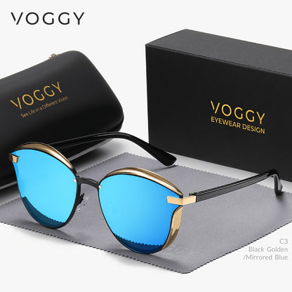 VOGGY Retro Butterfly Polarized Fashion Glasses for Men & Women - Metal Frame, Ideal for Driving, Hiking, Cycling, Fishing, Travel & Parties