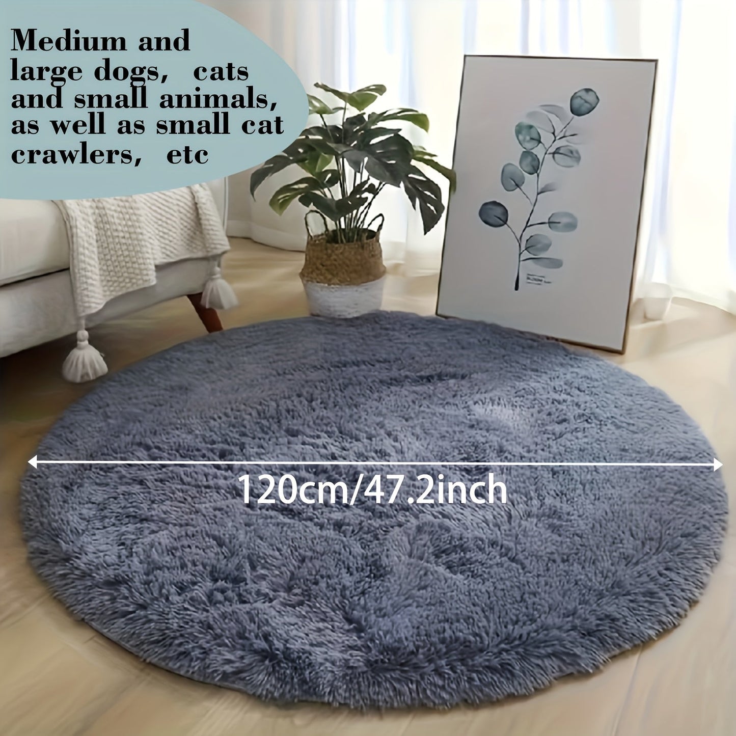 Soft Plush Pet Carpet - Circular, Spacious Rug for Dogs & Cats | Luxurious & Cozy | Water-resistant for Stylish Living Room & Bedroom | 31.5" x 31.5" / 47.2" x 119.89