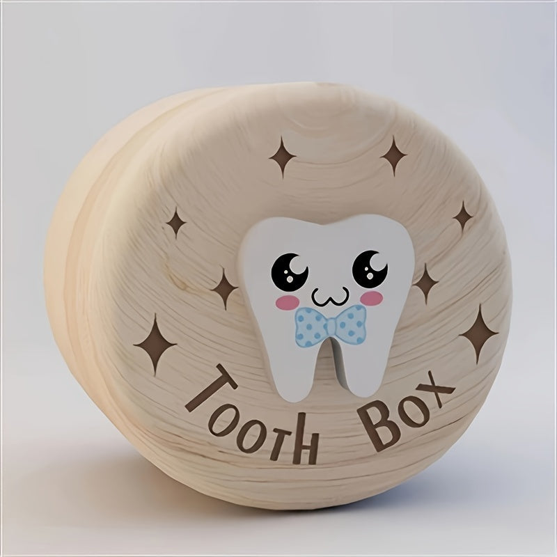 3D Carved Wooden Tooth Fairy Box for Boys & Girls - Ideal Keepsake Gift for Holidays & Birthdays, Round Shape, Not Waterproof