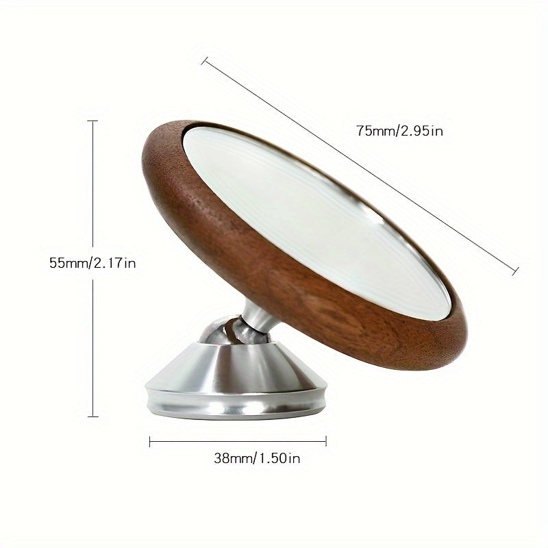 Mirror Espresso Extraction Monitor for Bottomless Portafilter Lens - Walnut Beech Round Mirror with Magnetic Base, 360° Rotation, Adjustable Coffee Machine Accessory for Baristas