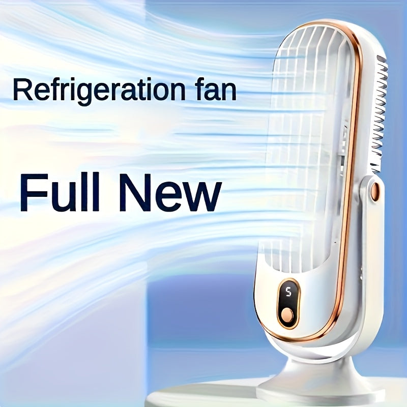 Get maximum airflow with the 720° Oscillation Table Fan, featuring dual motors for powerful performance. This portable fan offers 5-speed settings for quiet operation and is made of sturdy plastic material. With USB charging and a built-in lithium