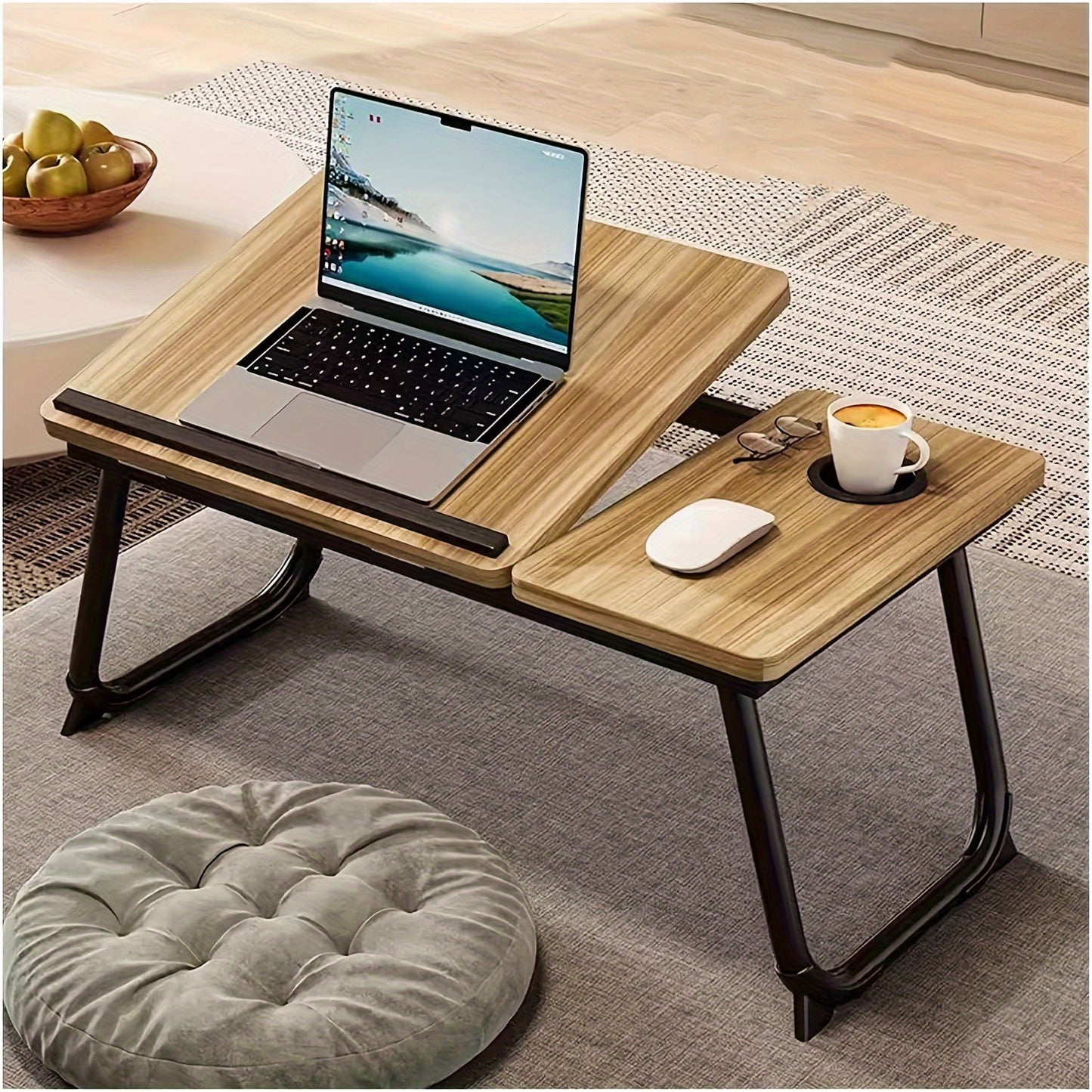 1 Laptop Bed/sofa Table with cup holder that can also be used as a Couch Table, Home Desk, Breakfast Tray, Movie in Bed stand, or Bed Table with folding legs. Great for use as a Laptop