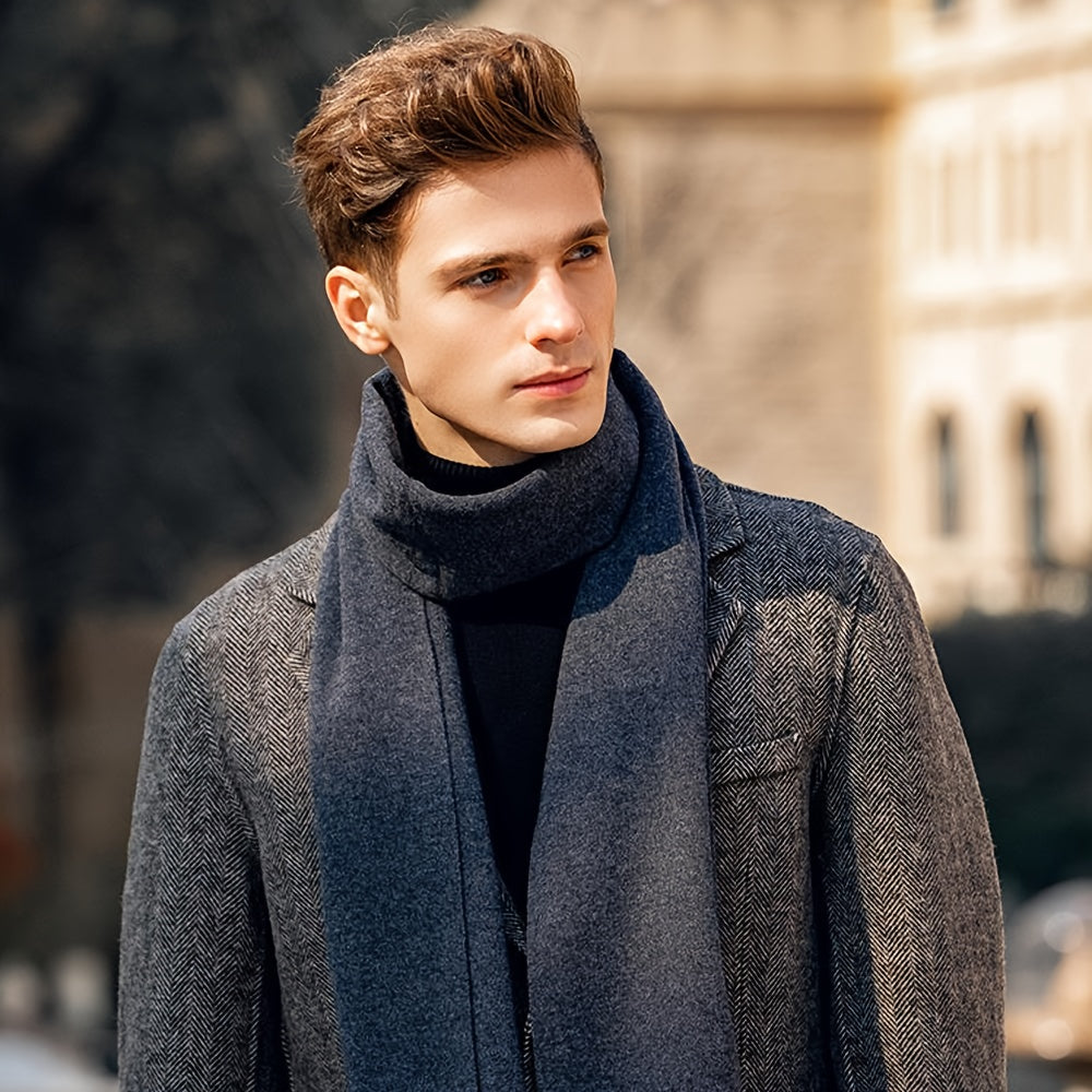 Stay stylish and cozy during the winter with this long, warm, and soft men's scarf in a fashionable pure color. Made from skin-friendly cashmere, this scarf is the perfect choice for gifts.