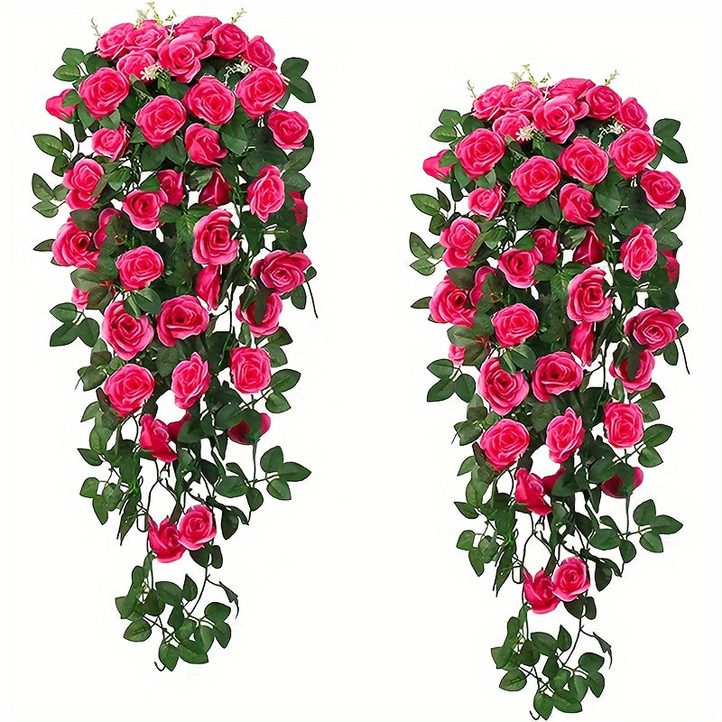 2 Artificial Rose Vine Garlands, 100.58cm each. Ideal for Indoor and Outdoor Decor on Valentine's Day, Mother's Day, Graduation, and Independence Day.