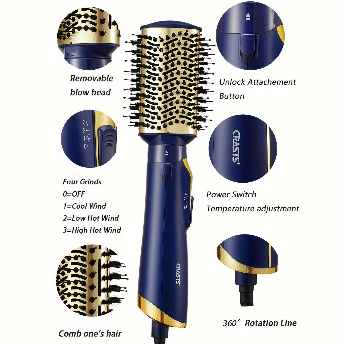 European Standard Five-in-One Hair Clipper for straight and curly hair styling, with negative ion technology for long-lasting results.