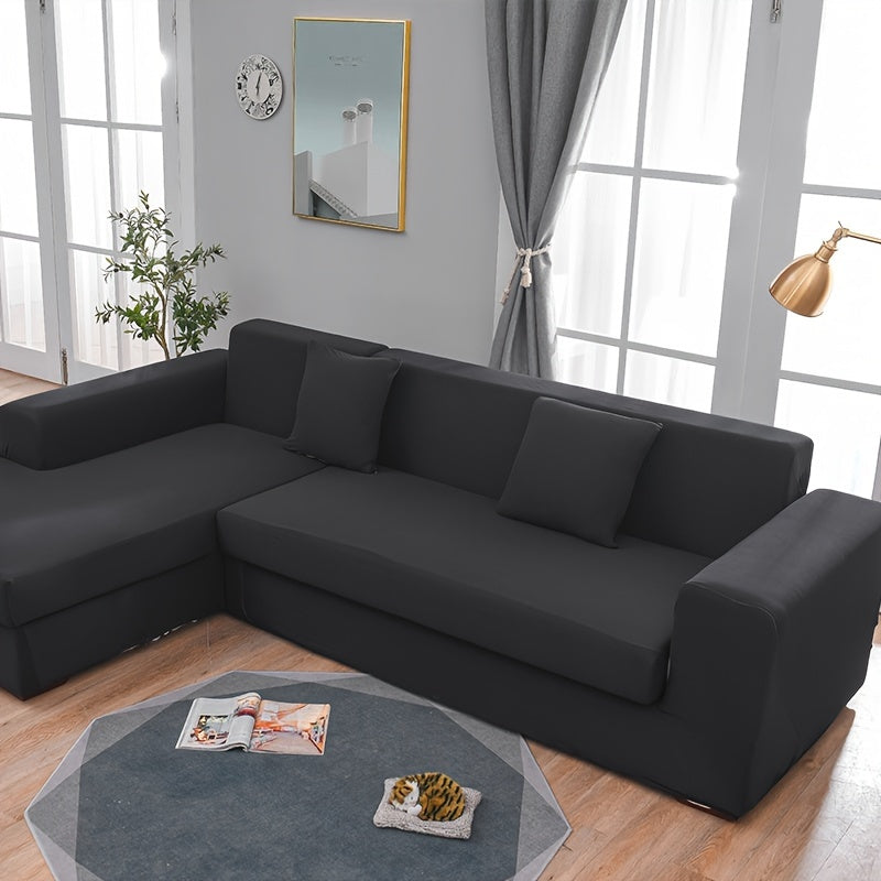 Modern sofa cover with non-slip elastic band, machine washable, made of 95% polyester and 5% spandex. Compatible with various sofa sizes, no printing, stitched craftsmanship, fabric weight of 100-120 g/m².