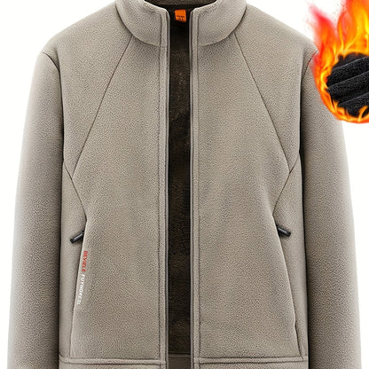 Men's Premium Fleece-Lined Zip-Up Jacket for Fall/Winter Outdoor Wear