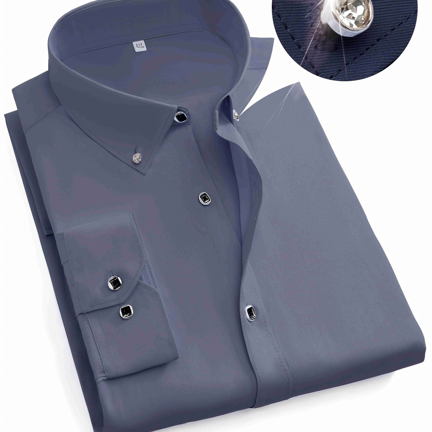 Men's elegant cotton blend shirt with 40% cotton and 60% polyester, regular fit, solid color, breathable fabric with slight stretch, woven, button closure, lapel collar, short sleeve for