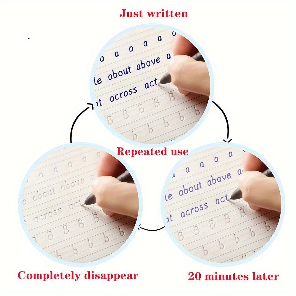 English Handwriting Practice Set with Writing Tools and Reusable Calligraphy Alphabet Book.