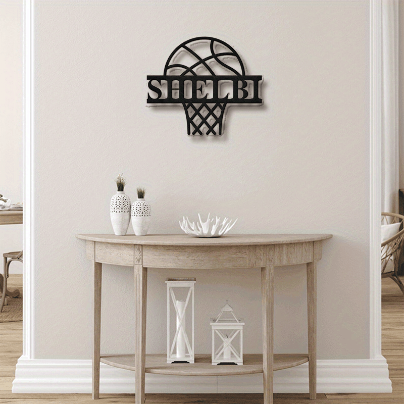 Personalized Basketball Hoop Sign in Black Iron - Customizable for Home, Bar, or Game Room Decor - Perfect Gift for Basketball Fans