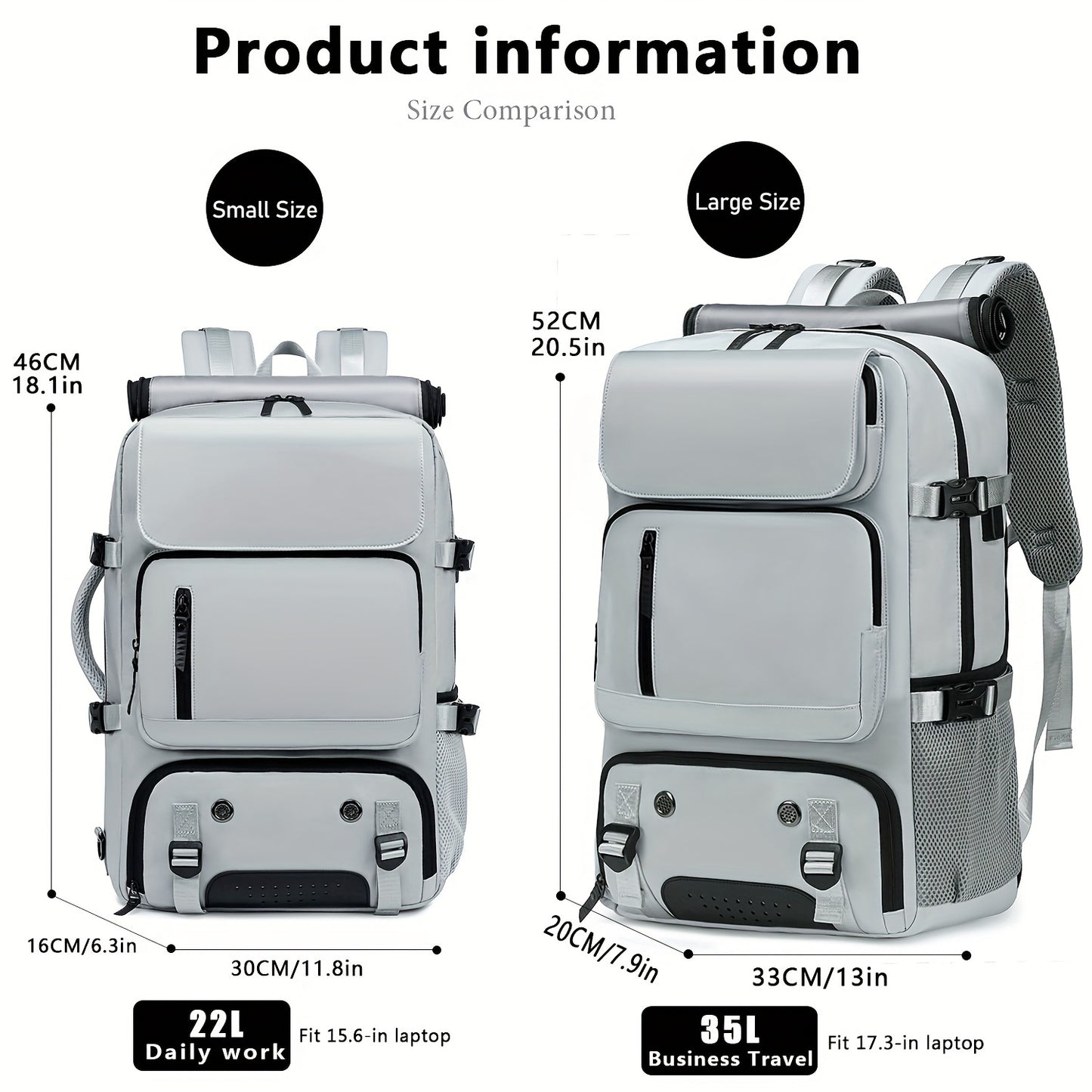 Waterproof 43.94cm laptop backpack set with USB charging port, separate shoe compartment, hand washable polyester street style backpack with sewing thread detail - ideal for business