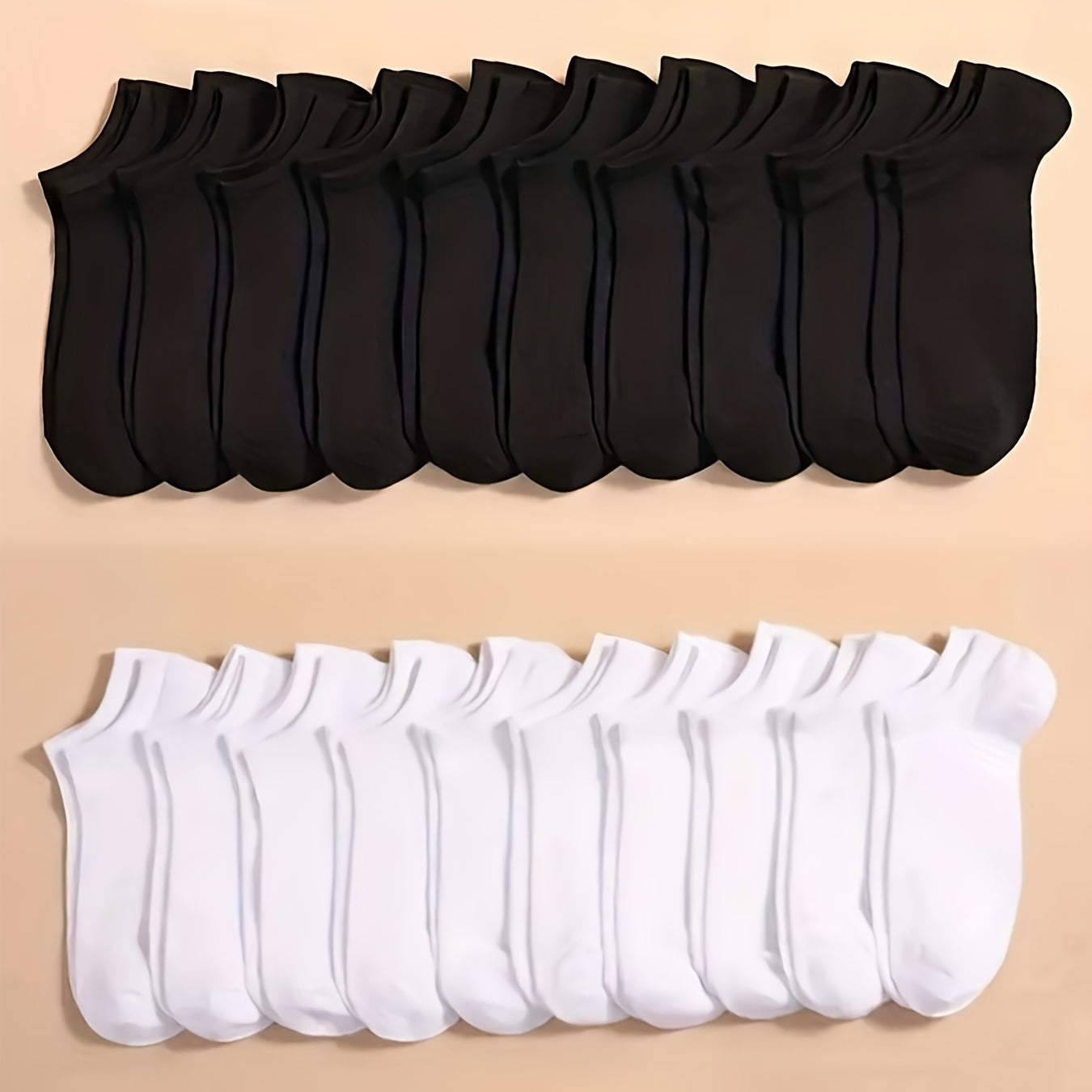 20 pairs of unisex solid color short socks, for all seasons.