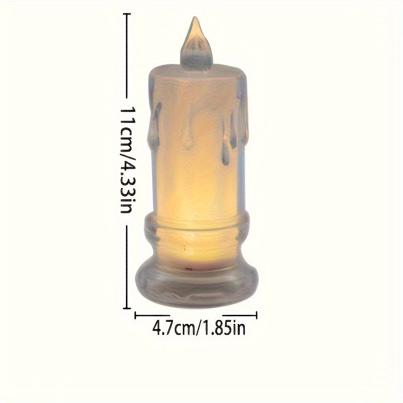 4 dona Akril LED Yoqilmaydigan Shamlar, Bayram Dekoratsiyasi uchun 3D Ustun Shamlar (Rojdestvo, Halloween, Pasxa, Shukrona, Qish), Batareya bilan ishlaydi, Tugma Batareyalar bilan.