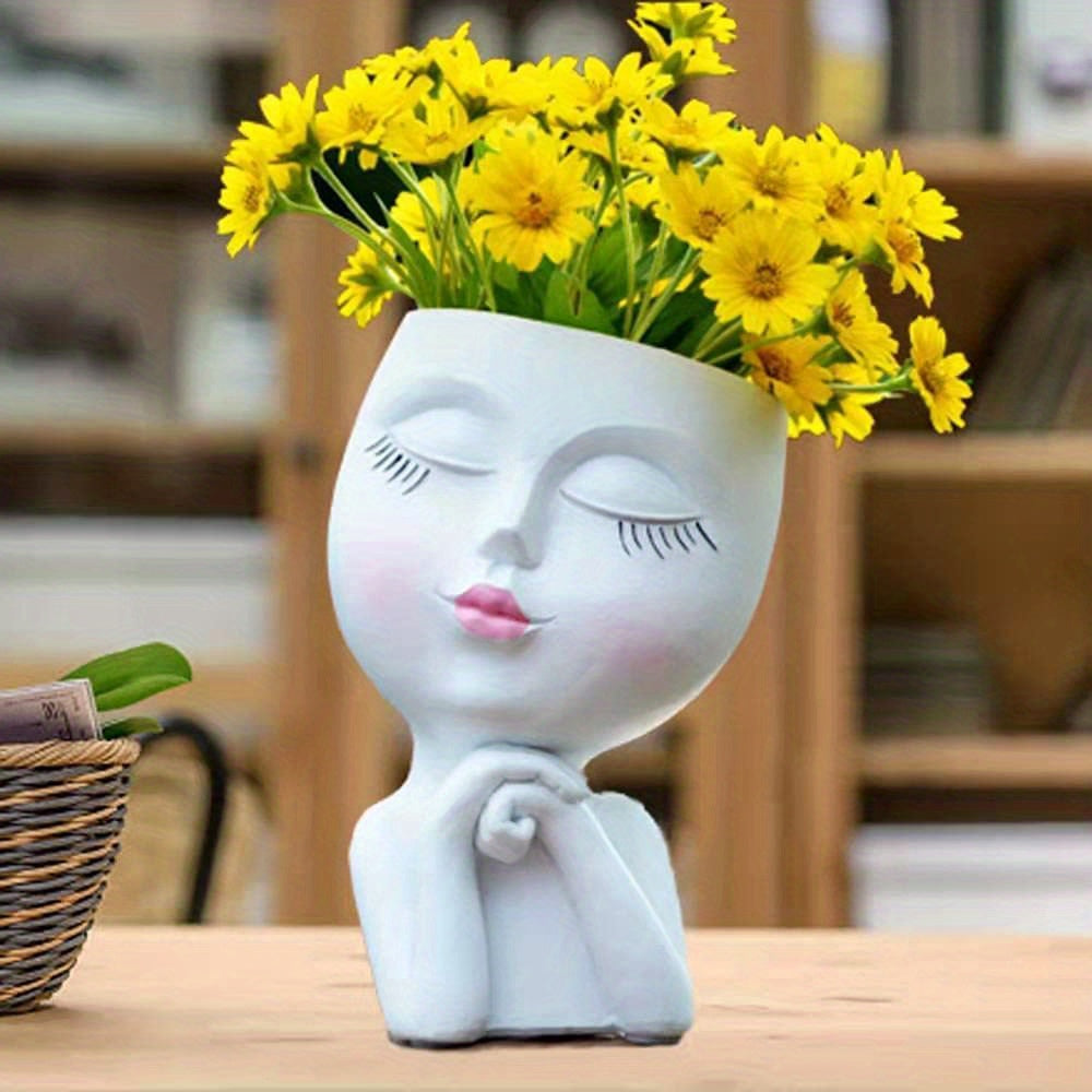 Resin Creative Facial Vase: Ideal for Decorating Home, Office, and Garden! Great for Christmas and Halloween Gift Giving.