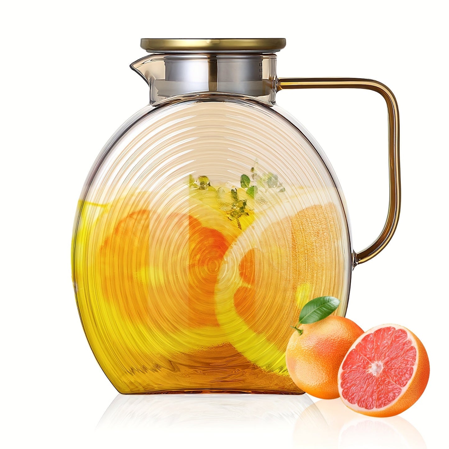 Glass water pitcher with a swirl design - 2500ml capacity, ideal for use at home