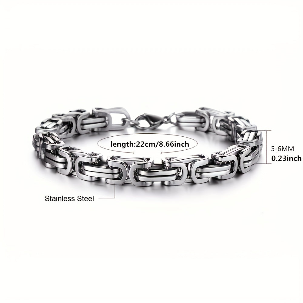 1 piece of classic fashion stainless steel men's chain bracelet hip hop jewelry with a length of 21cm.