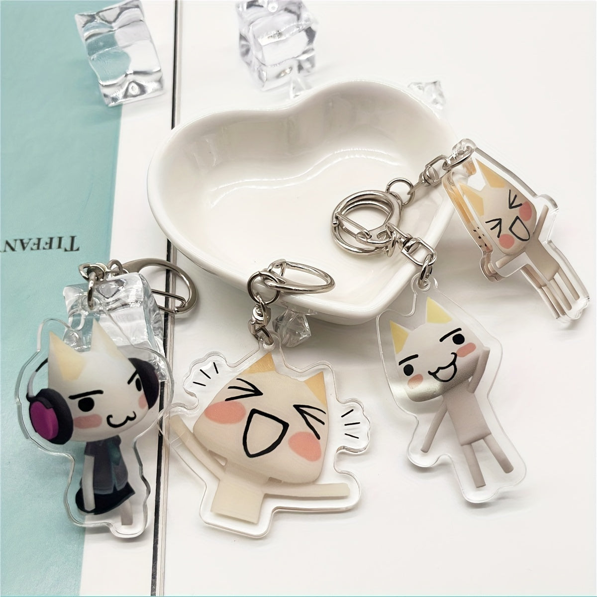 Adorable Cartoon Cat Acrylic Keychain by Inoue Toro - Perfect for Bag Accessories, Pendants, Jewelry, and Fan Gifts