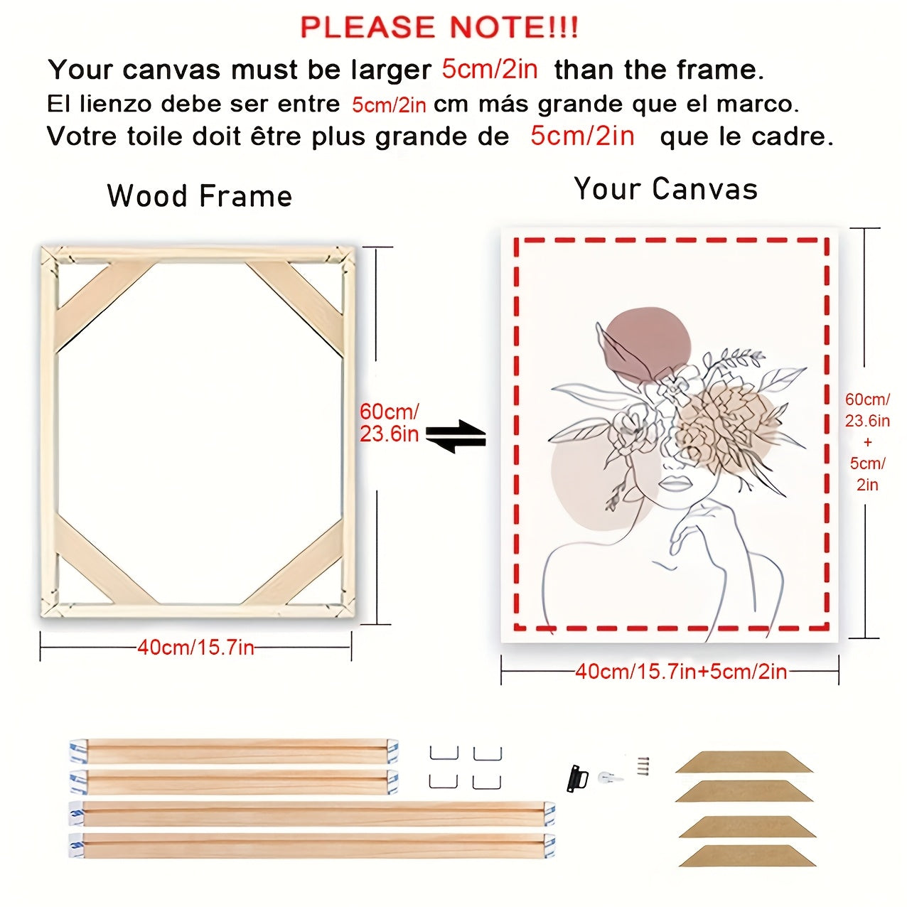 DIY Wood Canvas Stretcher Frame Kit for Gallery Wrap Oil Paintings - Ideal for Wall Art Decor