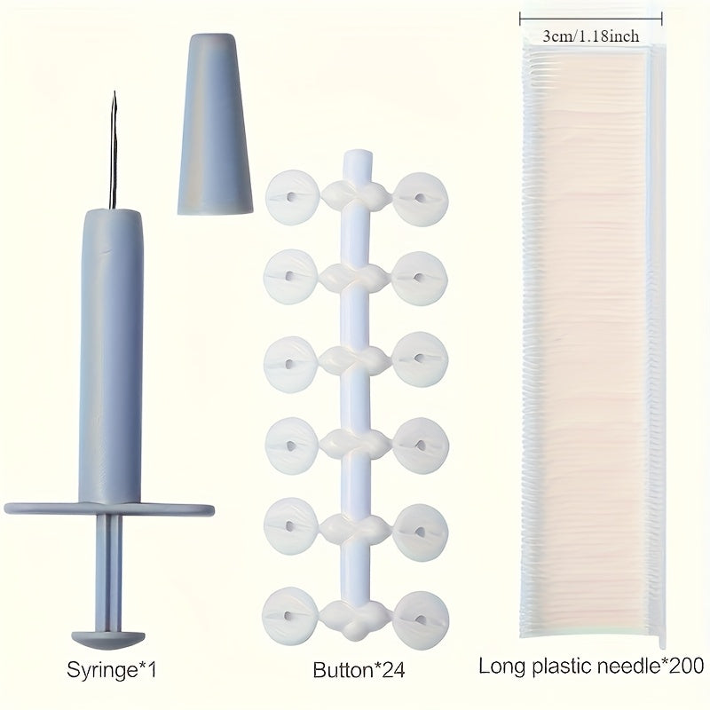 Soft Silicone Quilt Clip Set - Includes 1 Glue Pusher, 24 Soft Covers, and 200 Glue Needles - Invisible Bed Product Holder for Household - Easy to Use Needle-Free Quilt Angle Holder - Total of 225 Pieces