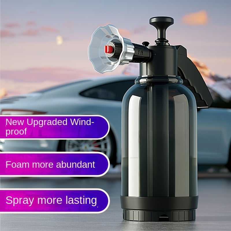 Durable plastic foam spray bottle for car wash, an essential tool for auto maintenance.