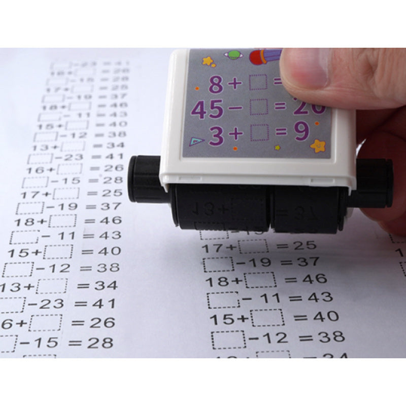 Elementary School Math Rolling Stamp Set - Automatic tool for math homework practice, addition and subtraction, made of plastic.