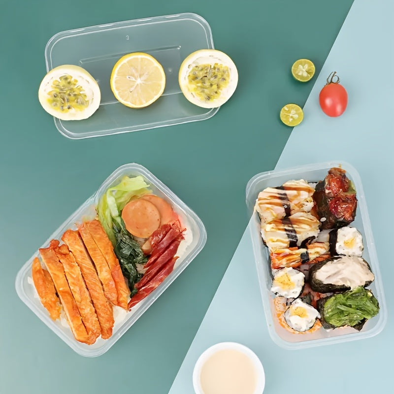 Polypropylene (PP) Disposable Takeaway Boxes with Lids, Square Leak-proof Containers, Clip-on Closure - Available in 18, 35, or 51 piece sets. Microwave & Refrigerator Safe, Perfect for Deli, Pasta, Desserts, Pastries, Fruit Salad. Ideal for Restaurant &