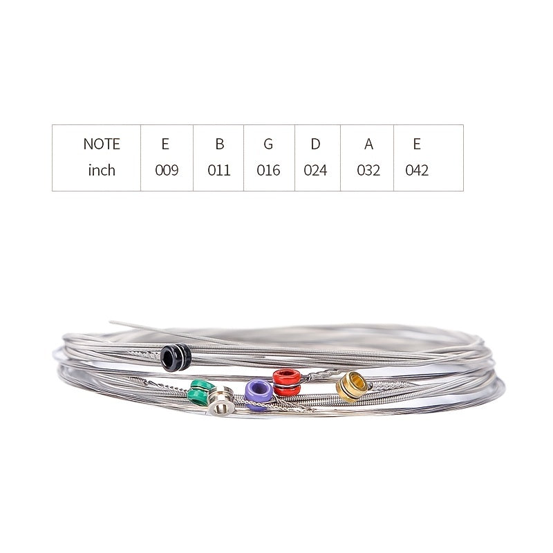 Nickel-coated steel electric guitar strings produce brilliant sound quality in a set of six.