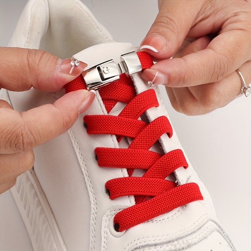 No-tie shoelaces with buckles for sneakers and sports shoes.