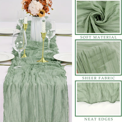 Stylish Boho Cheesecloth Table Runner - 1pc, Semi-Sheer Polyester, Ideal for Special Occasions