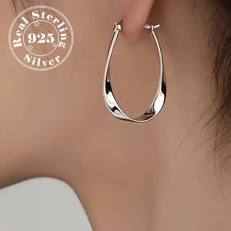 Sterling Silver Mobius Twist Hoop Earrings for Women - Elegant and Hypoallergenic, Ideal for Everyday Wear. The Perfect Gift Choice