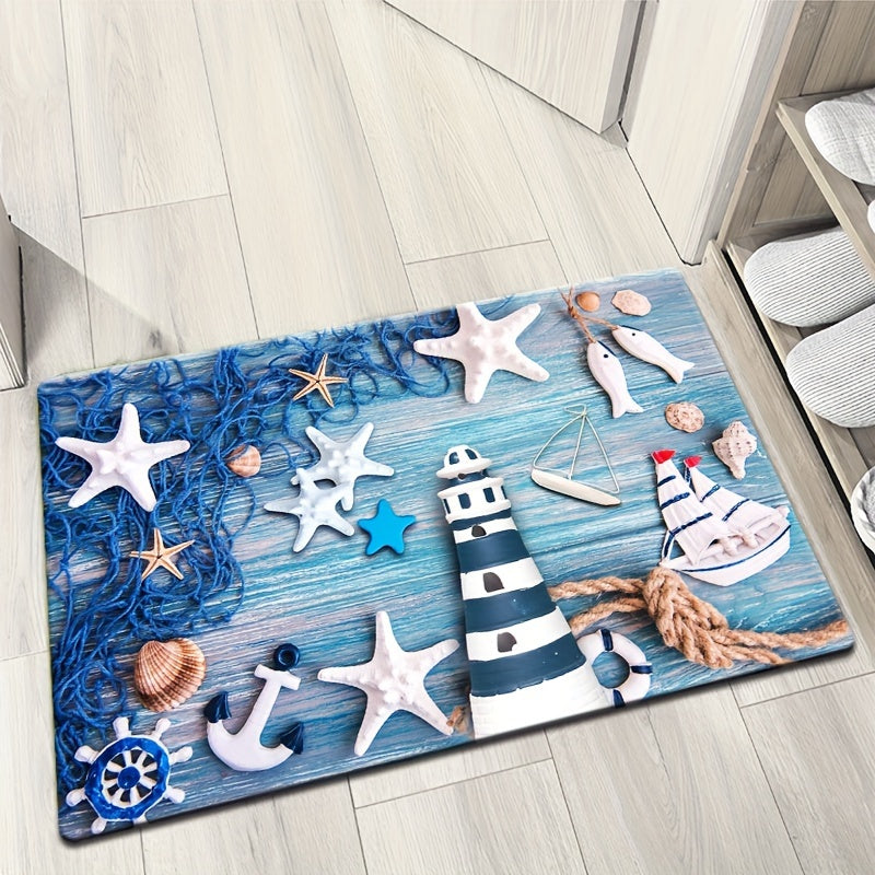 Soft flannel floor mat for the toilet and bathtub, with an absorbent edge foot mat. Perfect for the bedroom, living room, coffee table, balcony, bay window, and door. Featuring a stylish printed design and exceptional absorbency.