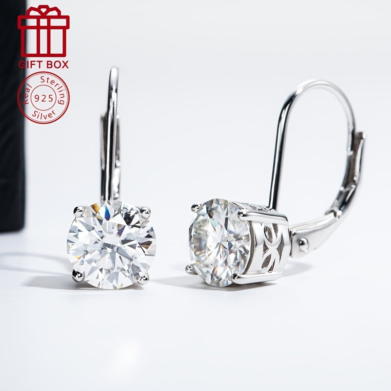 Luxurious and elegant, these gorgeous earrings are made of 925 sterling silver and feature a dazzling moissanite gemstone. Hypoallergenic and lightweight at approximately 2.1g, they are the perfect gift for a stylish girlfriend who loves to sparkle at