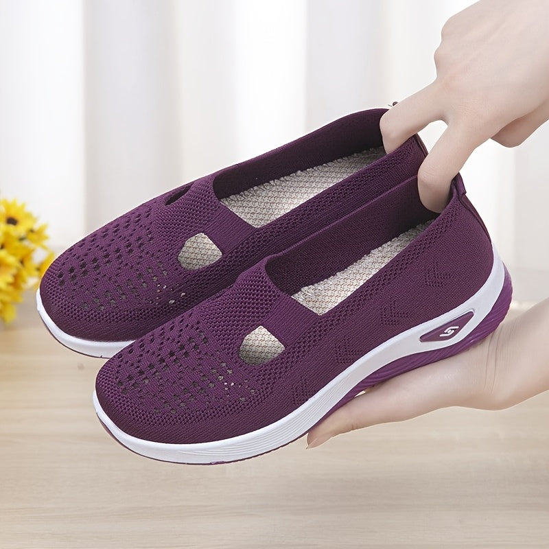 Women's Slip-On Sneakers - Breathable Fabric, Rubber Sole, Low-Top, All-Season Shoes