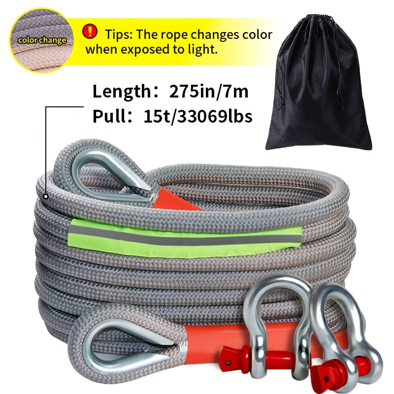 Durable Off-Road & SUV Towing Rope Set with U-Hooks and Storage Bag - 33,0.0g Capacity, Multiple Lengths (3.99m, 5.0m, 6.98m, 8.99m), Heavy-duty Trailer Hooks