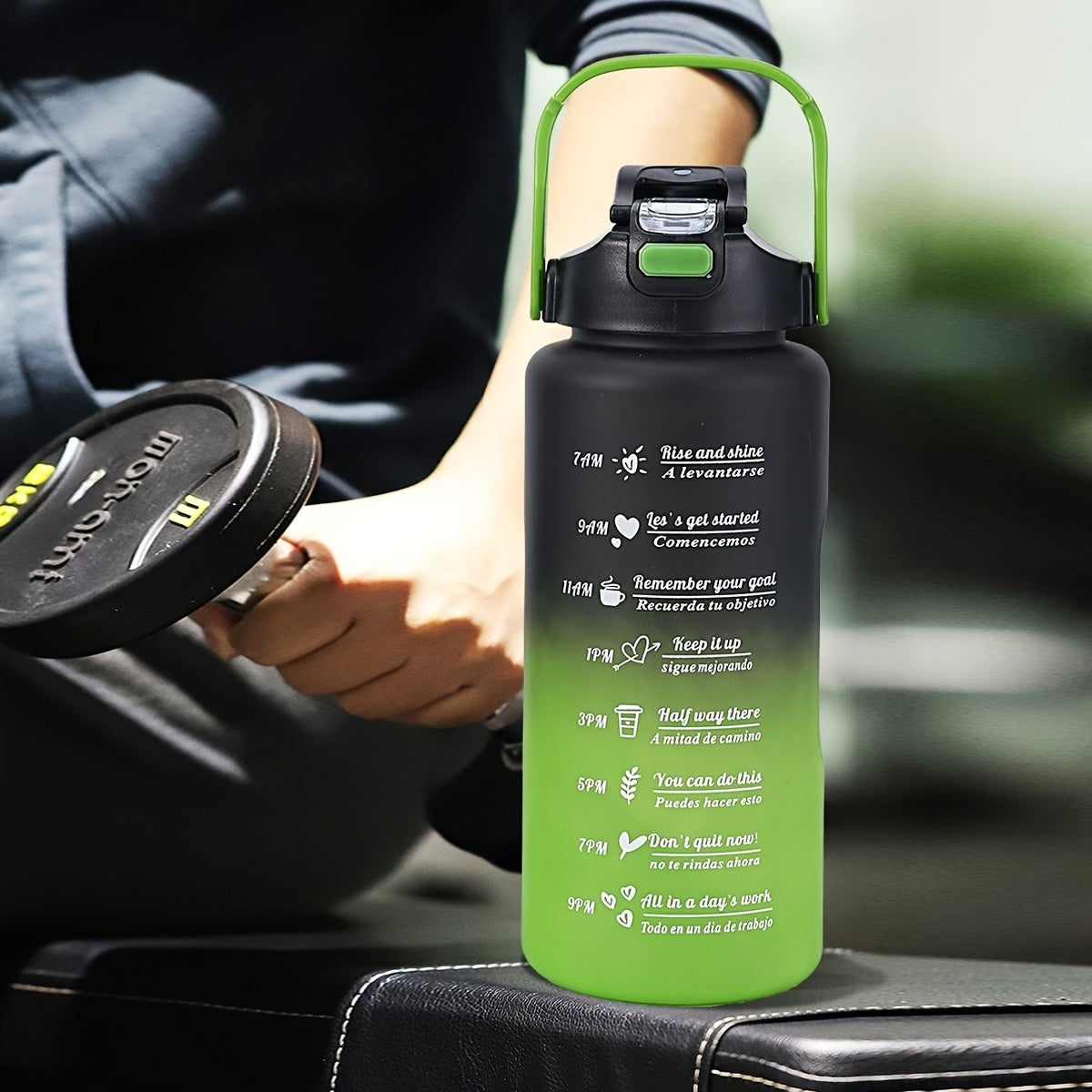 Motivational water bottle set for outdoor activities and fitness; ideal for camping, hiking, and birthday gifts.