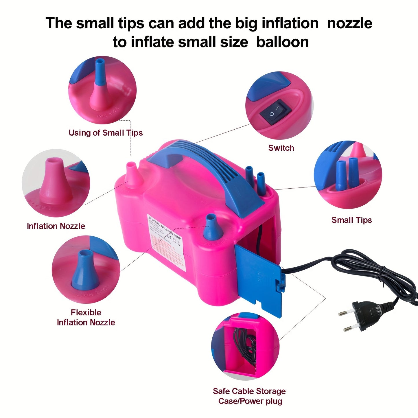 Wholesale fast electric pump for inflating festive holiday balloons at weddings.