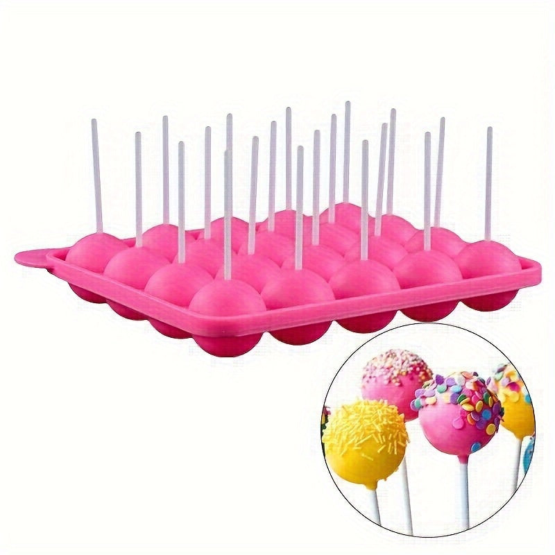 Silicone Lollipop Mold with 20 cavities and sticks included - Ideal for making Cake Pops, Chocolate Treats, and Candy, also suitable for Chocolate Molding