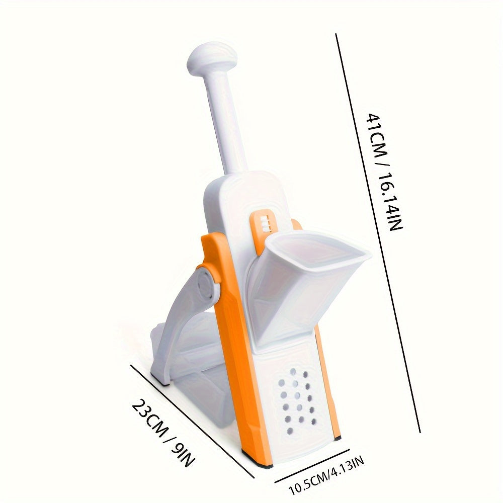 Adjustable Home Vegetable Chopper - This multifunctional kitchen slicer dicer features a stainless steel curved blade for precise cutting. With a manual operation and plastic material construction, it has a capacity of less than 1L and does not require a