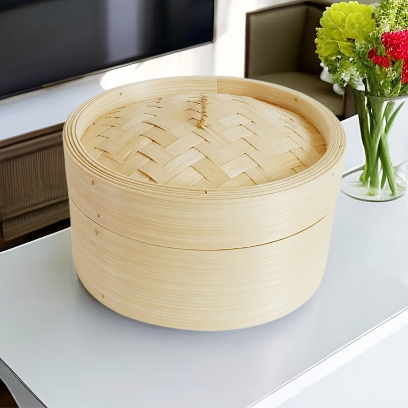 Handmade Bamboo Steamer Baskets Bundle - Perfect for Cooking Dim Sum, Buns, and Pastries in Home Kitchens, Restaurants, and Hotels. Complete Kitchen Set with Cookware and Utensils.