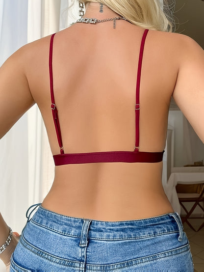 Sexy triangle cup front closure bra without steel ring