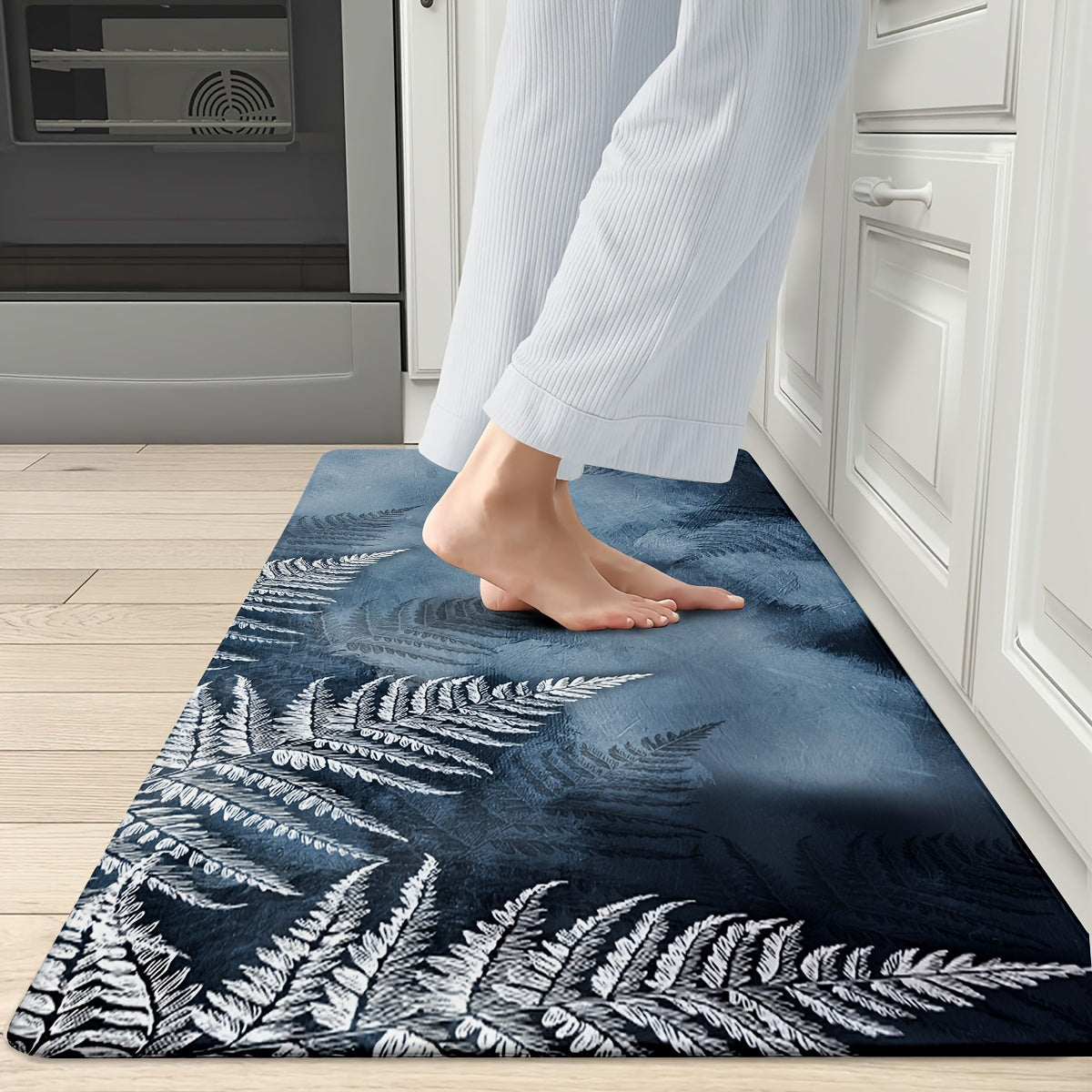 Set of 2 printed kitchen rugs and mats that are thickened, non-slip, and machine washable. These absorbent floor mats are made of top-quality polyester soft carpet, making them family and pet friendly. Perfect for use in the bedroom, laundry room