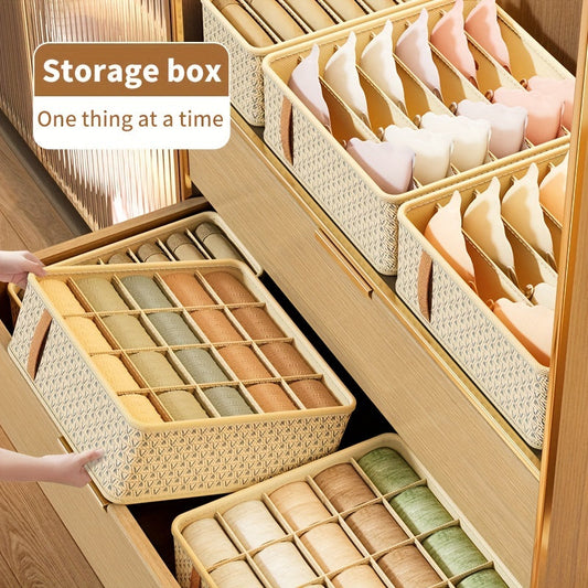 Foldable storage box for underwear and socks - perfect for organizing your wardrobe! This versatile drawer organizer is ideal for home, dormitory, or student use. It is washable and features compartments for socks, bras, ties, lingerie, and scarves.