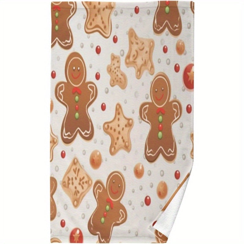 This set includes 1 Christmas kitchen towel that measures 45.72 X 66.04 cm. It is safe for skin and perfect for family dinners, gatherings with friends, and couples. The towel is reusable and features a festive gingerbread man design.