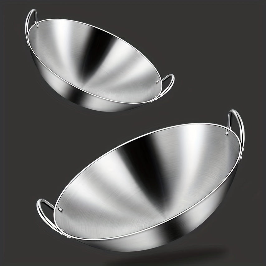 1 piece of Thickened Stainless Steel Wok suitable for Gas Stovetop and Induction Cooker. This kitchen utensil is a must-have for your collection of kitchen gadgets and accessories, adding style and functionality to your home cooking. Available in 30.0cm