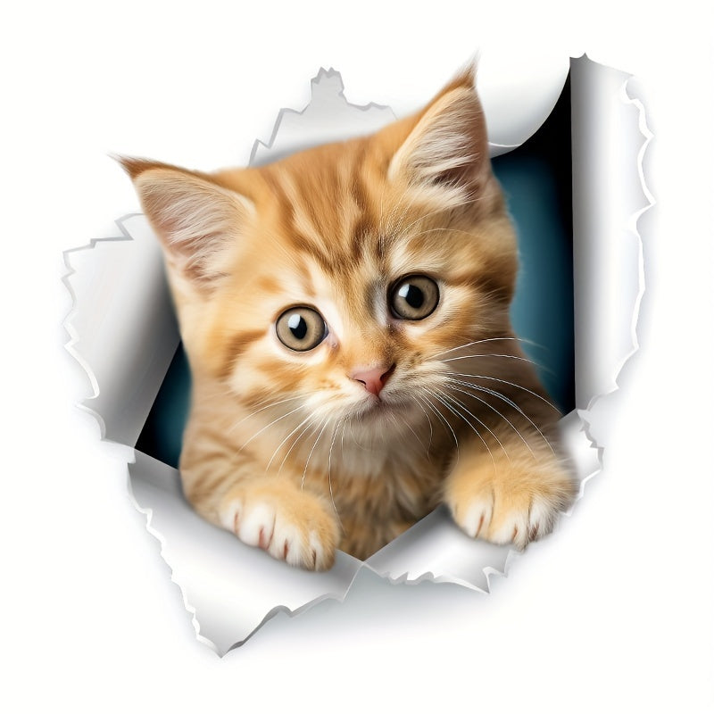 1 Little Orange Cat Toilet Seat Sticker - Cute addition to your bathroom.