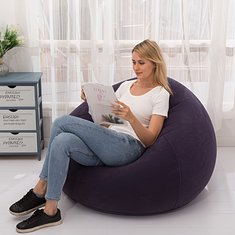 This inflatable sofa is foldable and hand wash only. It is versatile and suitable for a variety of room types. Made without any wooden materials, it is perfect for game rooms and relaxation spaces.