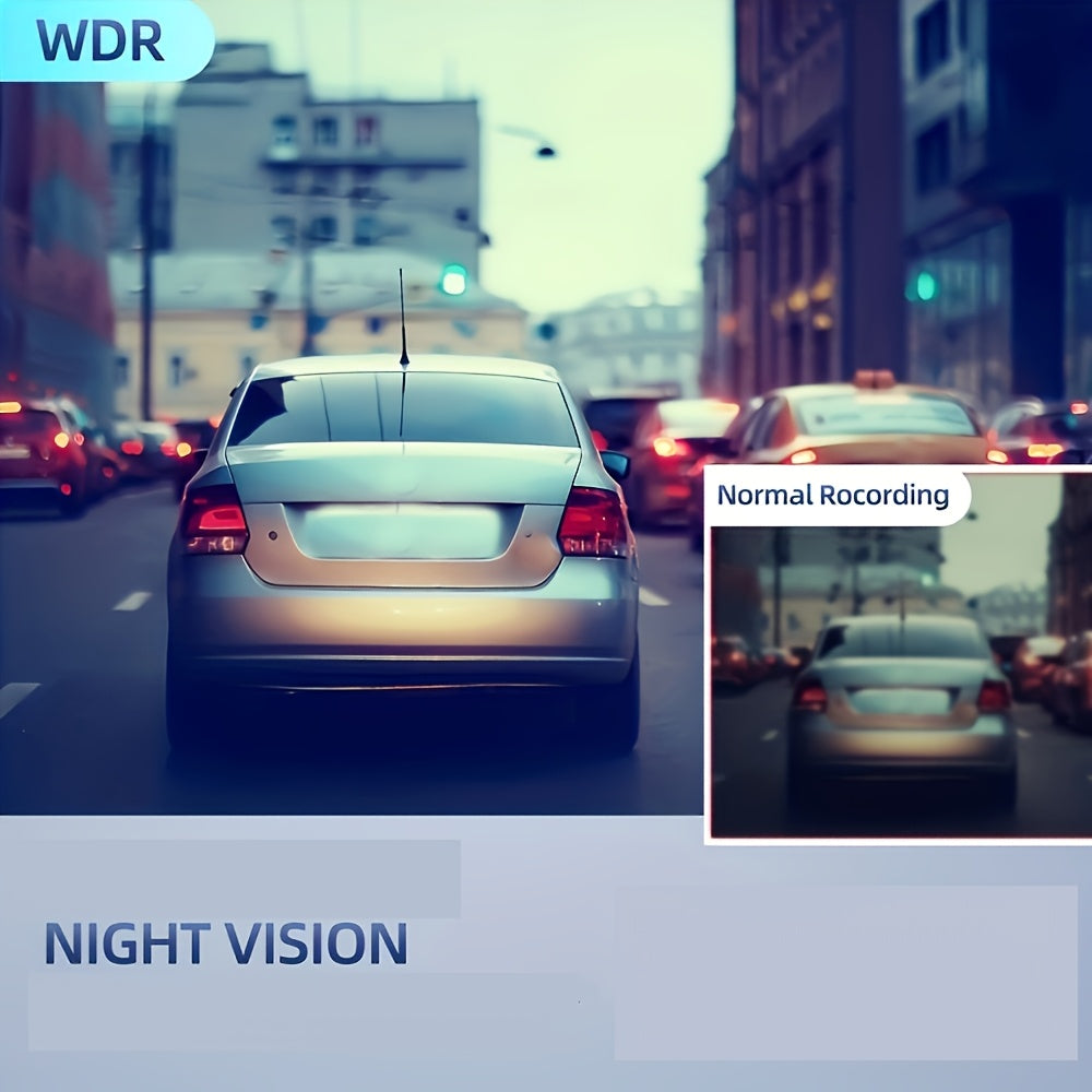 New Three-Lens Night Vision Driving Recorder with Suction Mount, 720p Video Capture, 64GB Memory Card Compatible, Push Button Control, Car Plug Power Mode, OUYAAQII Brand