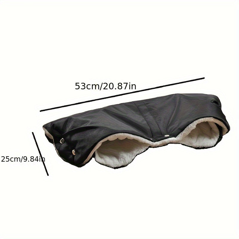 Winter Stroller Hand Muff with Thickened Material for Warmth, Black Anti-Freeze Windproof Snowproof Gloves for Pushchairs and Prams