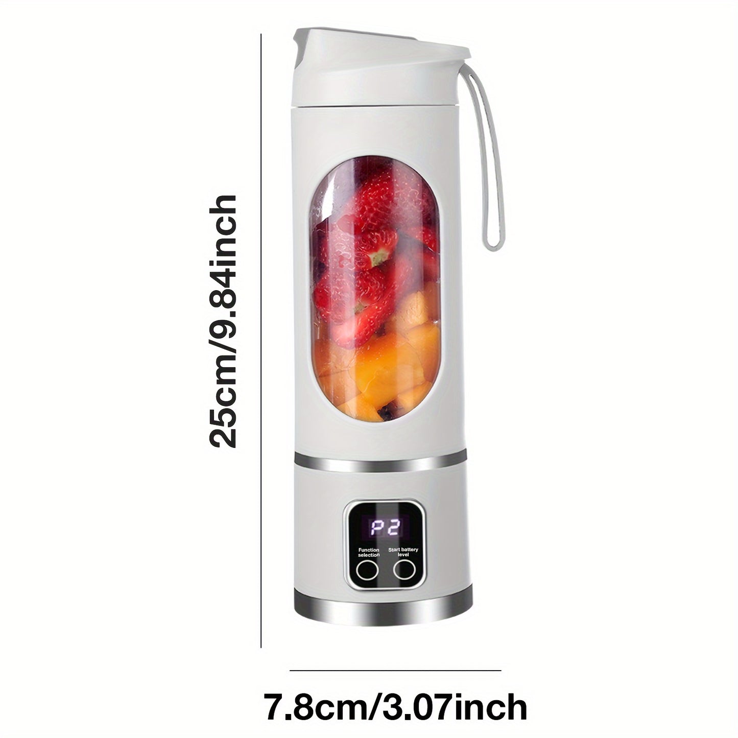 Portable Genai HS-860 citrus juicer with 450ml capacity, USB rechargeable, detachable design, non-slip base, push-button control, easy to clean, food-grade ABS cup.