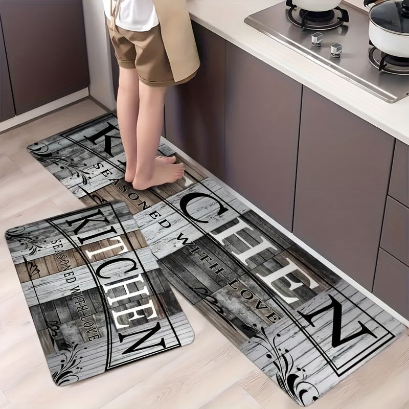 Enhance your home with a Letter Print Area Rug - Perfect for Kitchen, Living Room, Bedroom, Balcony, and More! This rug is Absorbent, Stain-Resistant, and features an Anti-Slip Backing for safety. Easy-Care Maintenance makes it a breeze to keep clean.